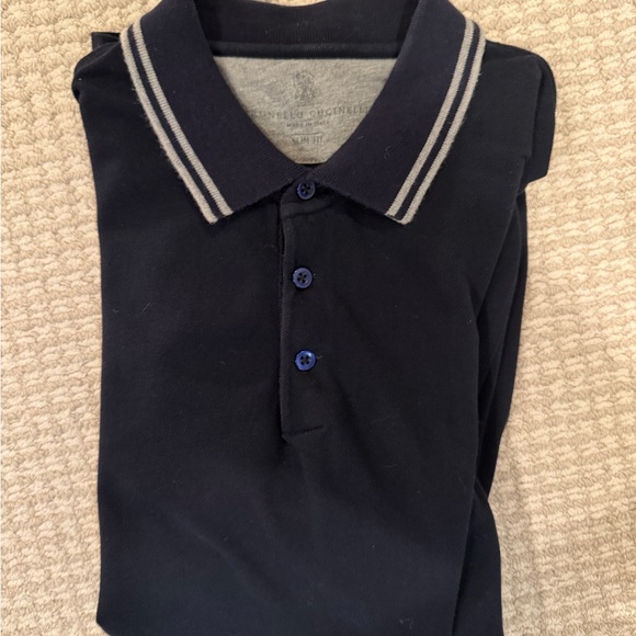 Brunello Cucinelli Dark Blue Polo Shirt
